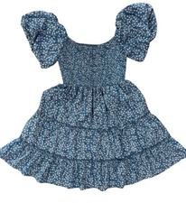 Y2K Puffy Sleeve Babydoll Floral Dress L Midi Fairy Romantic Coquette Milkmaid
