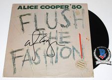 ALICE COOPER SIGNED 'FLUSH THE FASHION' VINYL ALBUM RECORD LP BECKETT BAS COA