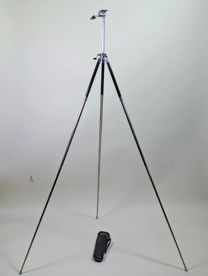 Vintage Zenith Tripod Metal With Leather Case - Image 2 of 4
