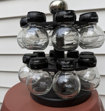 Rotating Carousel Spice Rack 2-Tier w/ 16 Gla...