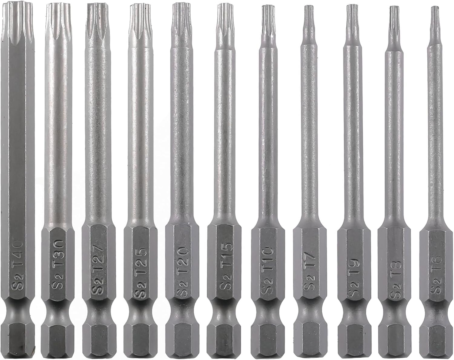 Security Torx Screwdriver Bit Set 11PCS 1/4 Inch Hex Shank 3 Inch/75 Mm Length S