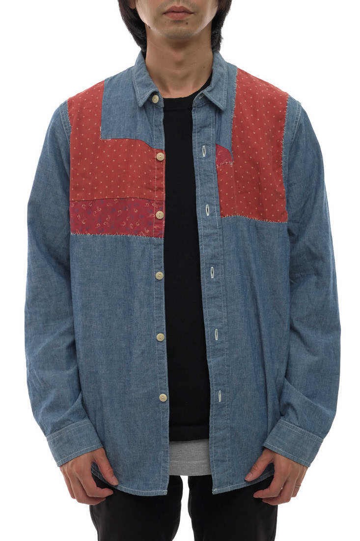 Visvim GRANGER Chambray Shirt Patchwork Denim - image 4