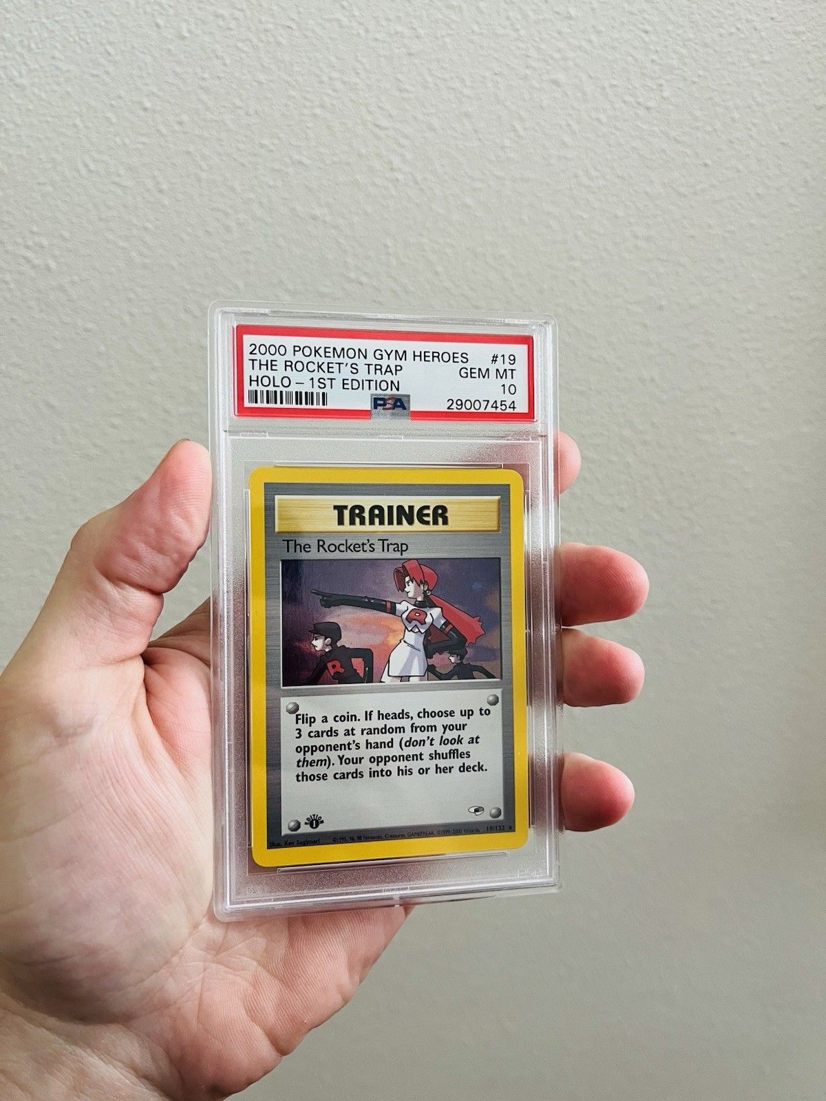 PSA 10 GEM MINT The Rocket's Trap 19/132 Gym Heroes 1ST EDITION Pokemon Card 🚀