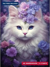 Diamond Painting Kits for Adults, Cat Round Full Drill Diamond Art Kits, 5D DIY