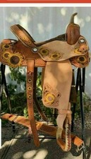 WILDRACE Western Natural Leather Roper Ranch Saddle