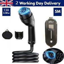 EV PHEV Charging Cable Type 2 UK Plug Mains Home Electric Hybrid Car Charger 5M
