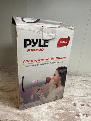 Pyle 20W Megaphone Bullhorn, 800 Yards Range, Siren, Strap,  White
