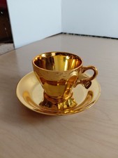 Vintage Miniature 2.5" TALL Gold Glazed Tea Cup And Saucer -Japan