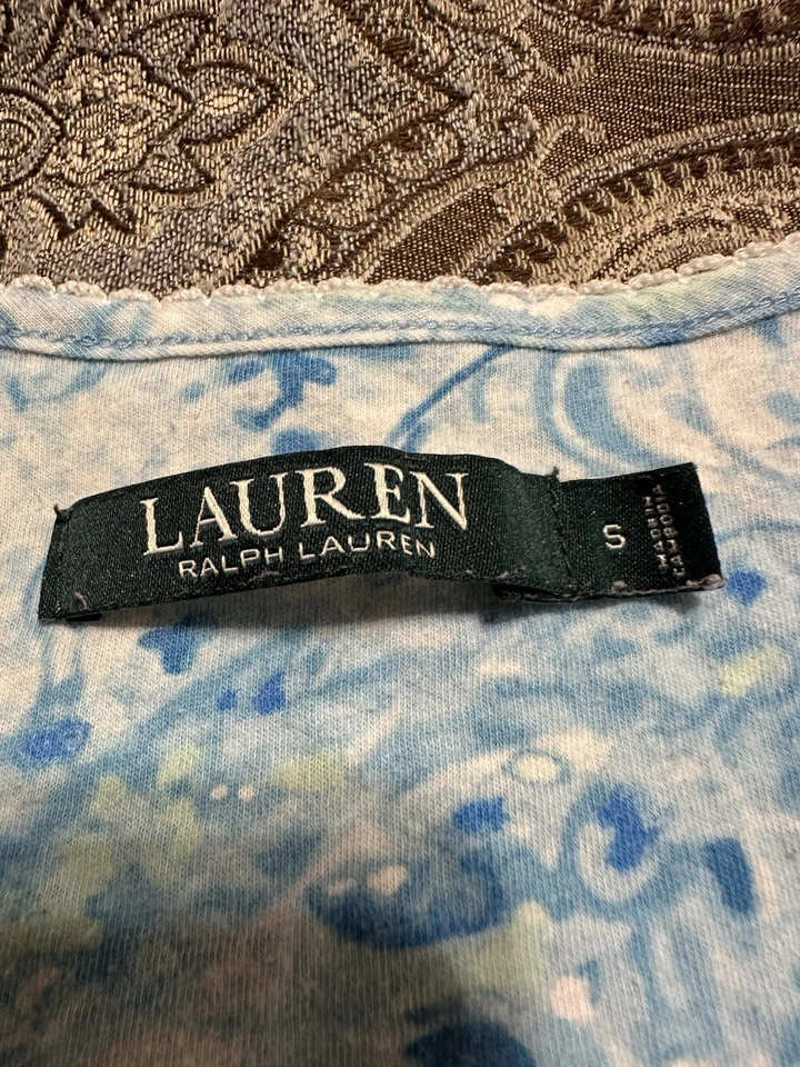 Ralph Lauren Pijama Vestido Camisón Floral Azul Mezcla Algodón Pequeño Foto 2 de 4