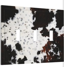 Cow Hide Skin Print 3 Gang Light Switch Wall Plate Country Style Room Home Decor