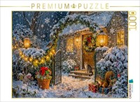 Puzzle Calvendo Cottage De NoëL Avec Des Animaux Devant Une Porte De Jardin DéCo