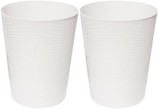1.8 Gallon White Small Trash Can Round Wastebasket Leaf Pattern 2 PCS