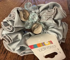 Fashion Women's Cloth Hair Tie Ponytail Holder With Beads, Light Gray Color