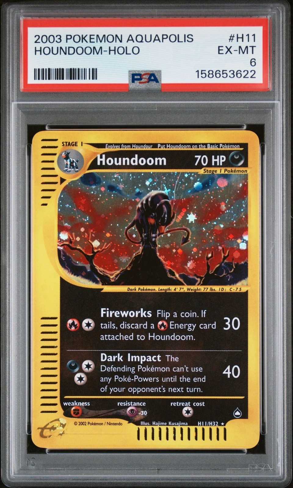 2003 POKEMON AQUAPOLIS #H11 HOUNDOOM-HOLO PSA 6