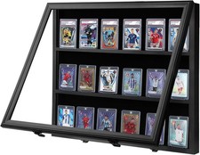 Graded Trading Card Display Case 18 Sport Baseball PSA Slabs Wall Frame Cabinet