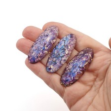 lot 3pcs Purple Dragons Breath glass cabochons RARE 3 Large Czech antique
