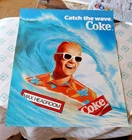 Vintage 1986 Max Headroom Coke Coca-Cola 14x17 Poster Catch The Wave NOS Ocean