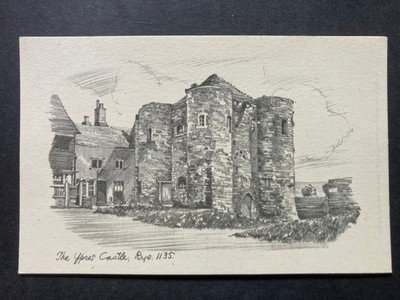 The Ypern Castle, Rye Sussex Vintage Kunst Postkarte P1
