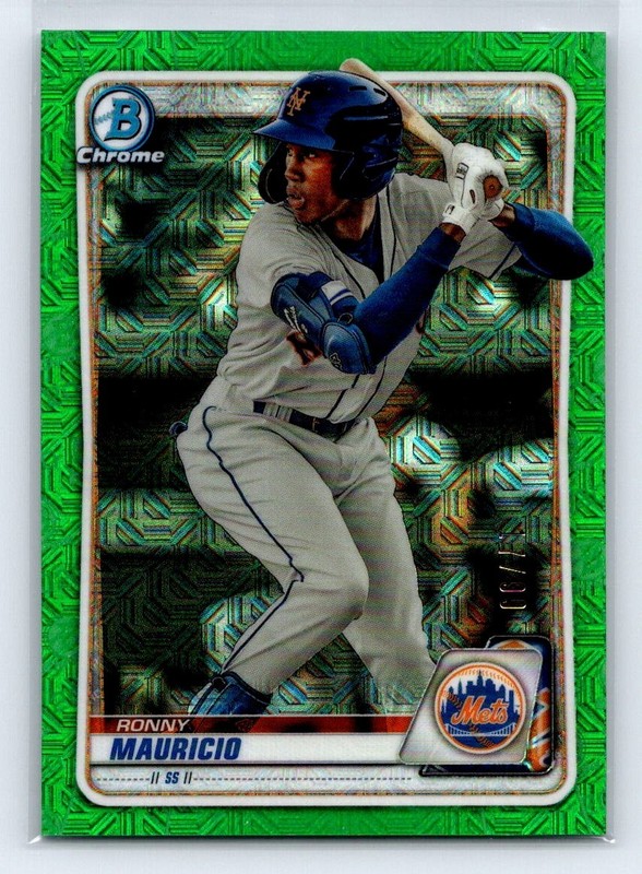 2020 Bowman Chrome #BCP-28 Ronny Mauricio Prospects Mojo Refractor Green /99 RC