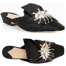 ANTONIO MELANI Lex Ornamented Backless Mules Slip On Shoes Size 6.5 Black NEW