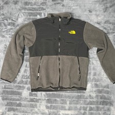 The North Face Kids Denali Full Zip Fleece Jacket Large Grey Black Yellow Logo
