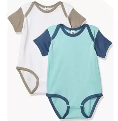 Newborn Baby Rib Bodysuit Short Sleeve 2 Pack 100% cotton - NEWBORN CLOTHING