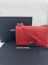 Chanel Red Quilted Lambskin Leather Medium Boy Bag