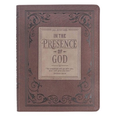In The Presence of God Daily Devotional for Men and Women, Brown Faux Leathe...