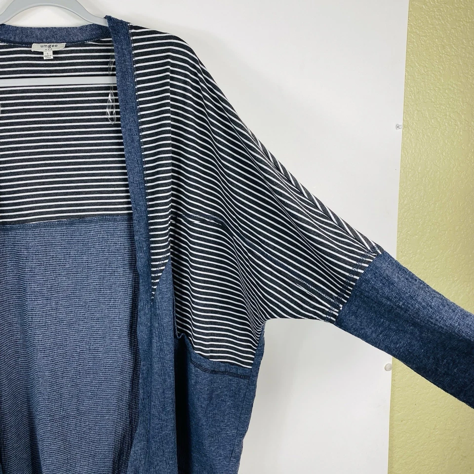 Umgee Size Large Striped Mixed Media Dolman Sleeve Open Cardigan Sweater - Image 3 of 4