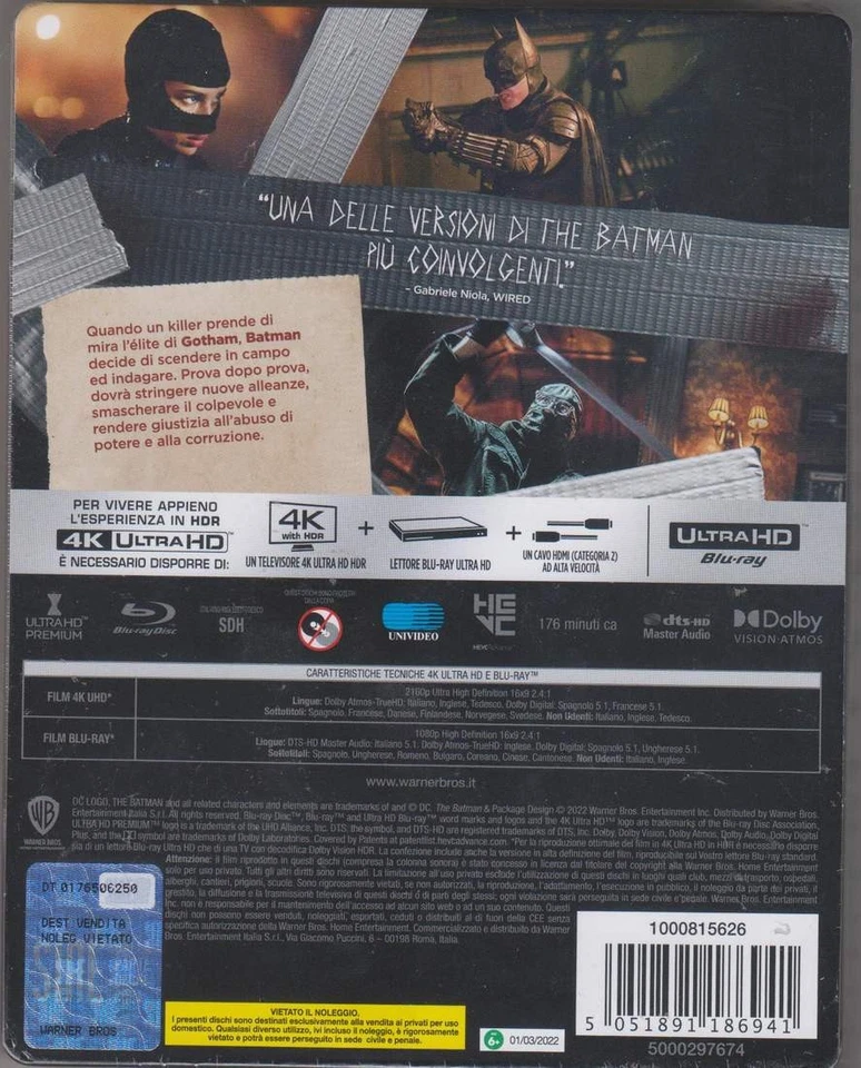 "THE BATMAN" - Robert Pattinson, DC Superhero - 4K UHD BLU RAY STEELBOOK Italien - Bild 4 von 4