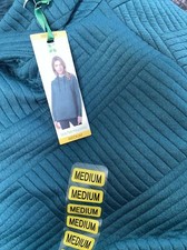 Womens Green Tea Pullover Hoodie Sweatshirt Quilted Forest Green Size Medium NWT