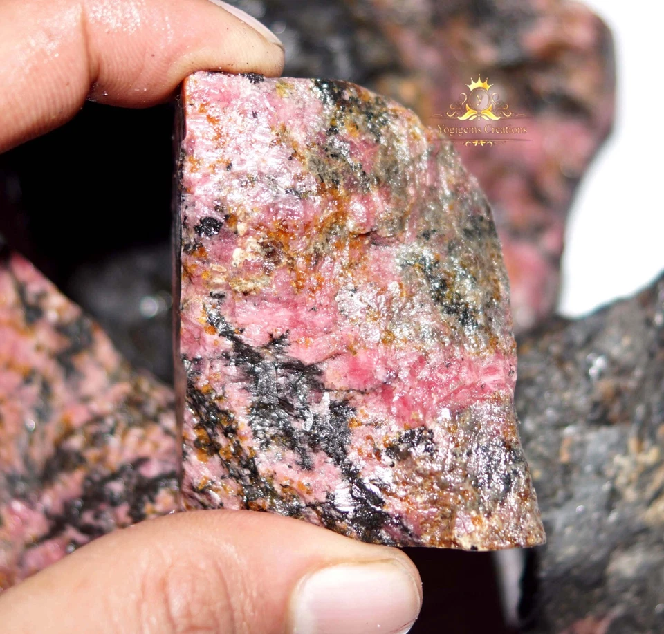 Lote al por mayor de 500 quilates 100 % natural certificado rodonita piedras preciosas sueltas ásperas Foto 4 de 4