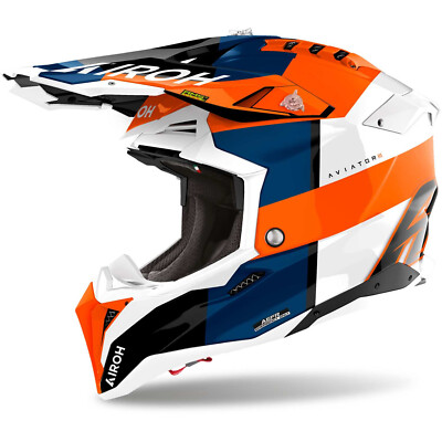AIROH Aviator 3 Monarch weiß orange blau Crosshelm 22.06 Carbon M 57/58