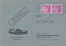 Germany Bundesrepublik Deutschland 5 + 5 cent Heuss envelope sent Aachen  1956