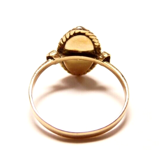 Bague Vintage En Or Massif 18K Avec Corail Méditerranéen - Taille IT 18.5 (US 8.5), Années 50, Italie, Occasion