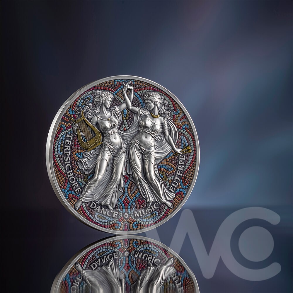 Terpsichore & Euterpe The Nine Muses 2 oz Silver Coin CFA Cameroon 2025-image
