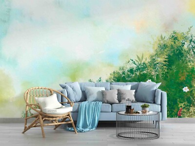 3D Nature Landscape Watercolor Self-adhesive Removeable Wallpaper Wall Mural