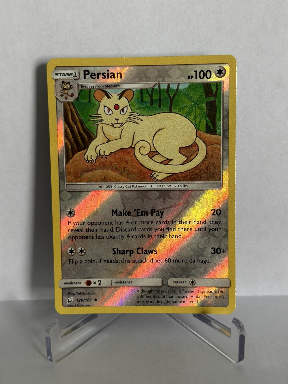 Persian - 126/181 - Reverse Holo -  Pokemon Sun & Moon