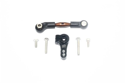 GPM Black Aluminum Servo Horn & Steel Link Traxxas Rustler 4x4 & Slash 4x4 LCG