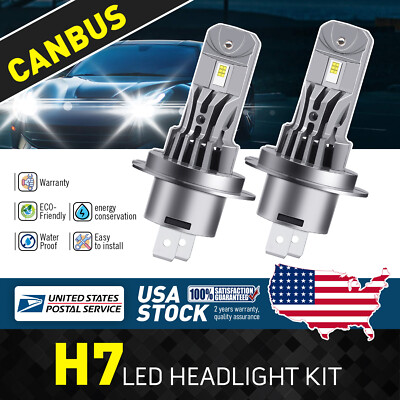 For Saab 9-3X 2010-2011 H7 LED Headlight Bulbs Hi Low Beam 120W 20000LM 6000k 2x