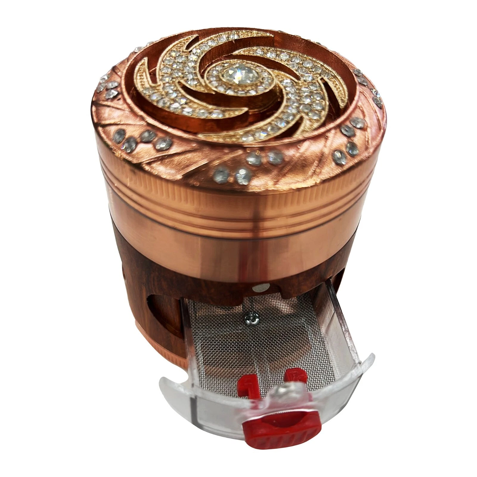 4 Part Metal Tobacco Herb Spice Grinder Magent Top Herb Grinder 63mm golden