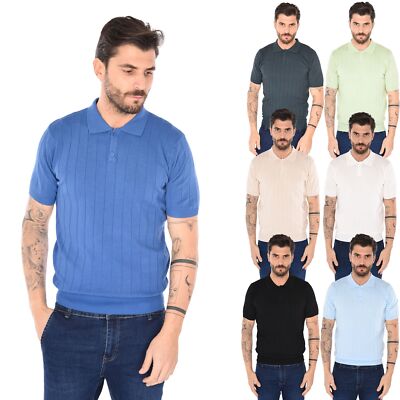 Polo Uomo Filo Cotone Slim Fit Maglia Mezza Manica Strech
