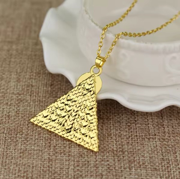 Alternate view of Egyptian Ankh Cross Pyramid Gold Necklace, Protection Talisman Amulet