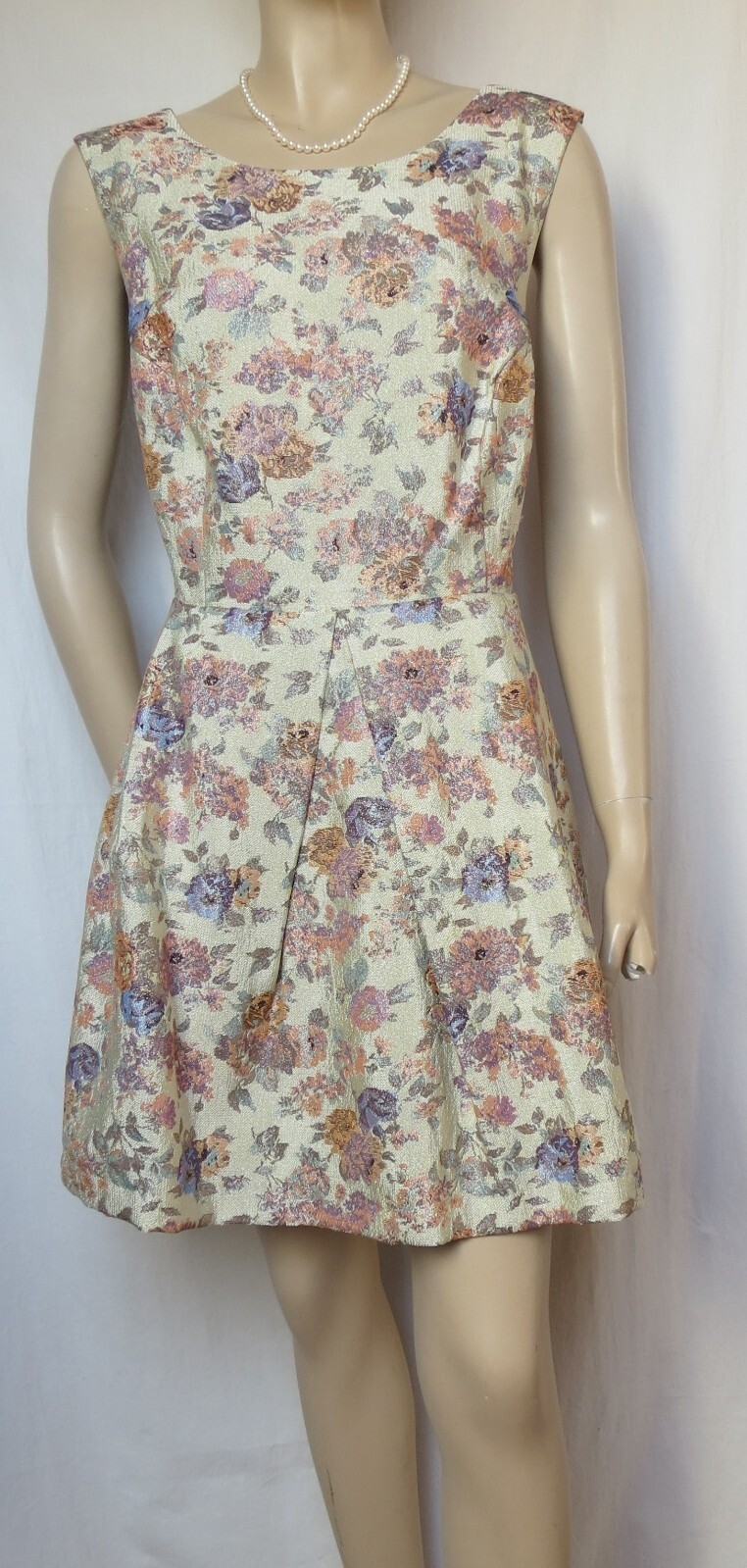 Cocktailkleid 42 Brokat Hochzeit festlich Theater crem Blumen Monsoon Kleid