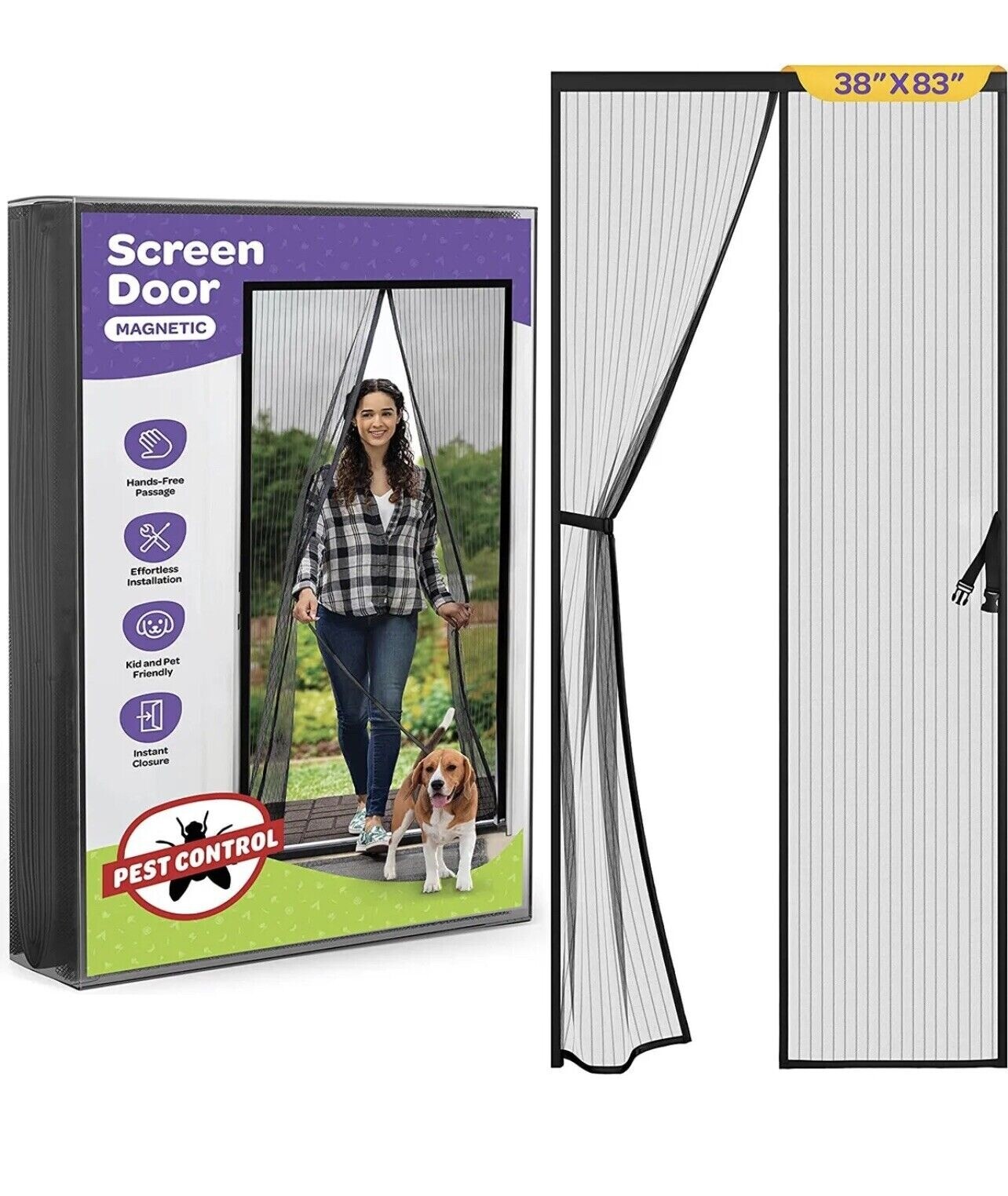 Puerta Magnética con Mosquitero 38x83 Cortina De Malla Magntica Para Mosquitos..