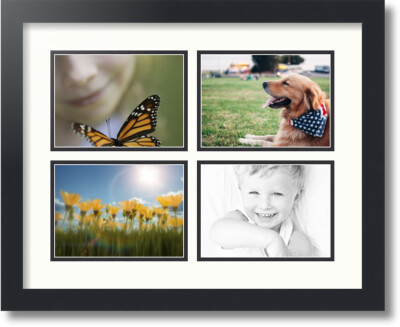 ArtToFrames Collage Mat Picture Photo Frame - 4 5x7'' Openings in Satin Black 12