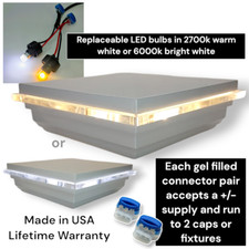 12-volt lighted 4x4 post cap. Glass Edge Style. Made in USA. Lifetime Warranty