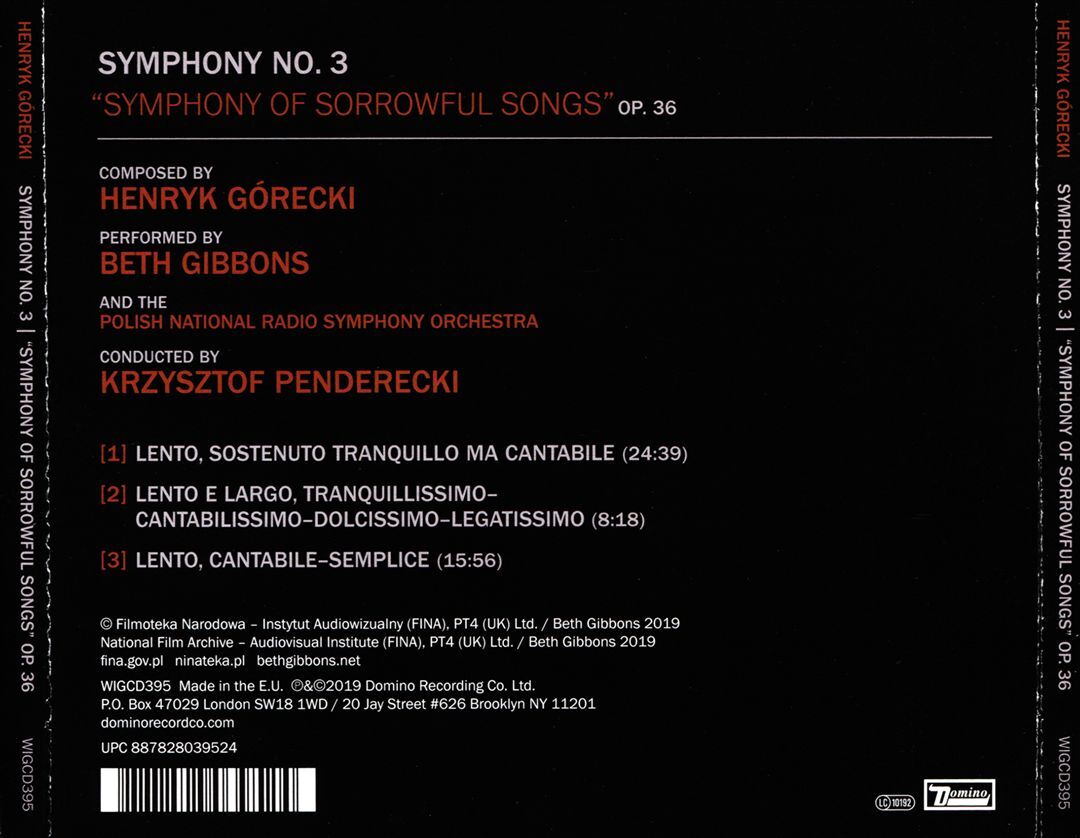 BETH GIBBONS - HENRYK GORECKI: SYMPHONY NO. 3 NEW CD 887828039524| eBay
