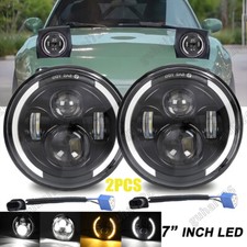 Pair 7inch For 90-97 Mazda Na Miata Mx5 Mx-5 H6024 Led Headlights Halo Angel Eye