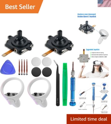 2-Piece Joystick Replacement Kit for Oculus Quest 2 Controllers - 14 in 1 Tools